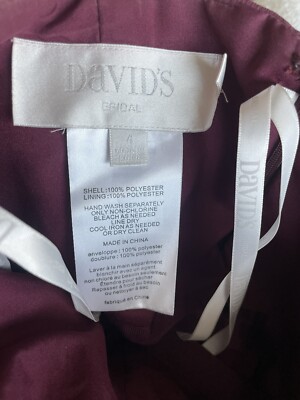 David's Bridal | Burgundy Bridesmaid Prom Strapless Dress | Size 4 | eBay