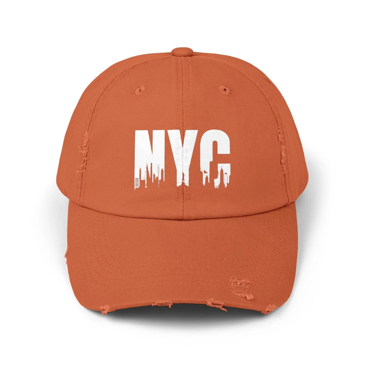 NYC Skyline Silhouette New York City Unisex Distressed Cap