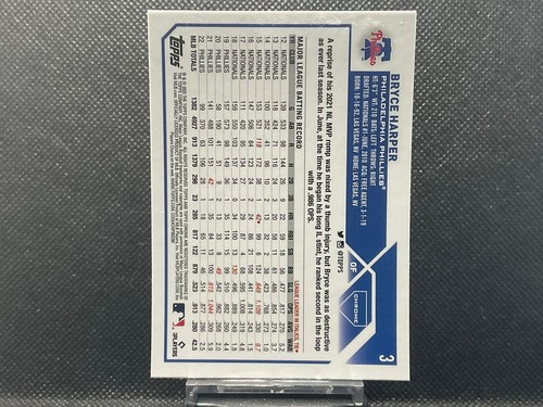 2023 Topps Chrome Bryce Harper #3 Logofractor Philadelphia Phillies - Picture 2 of 2