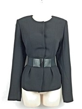 Clement Ribeiro Black Peplum Jacket Blazer Fitted Tailored Long Sleeve Size 14