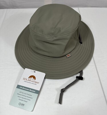 SOLAR ESCAPE UV Bucket Hat Unisex Sun Beach w/Strap UPF50+ Gray Sage NEW