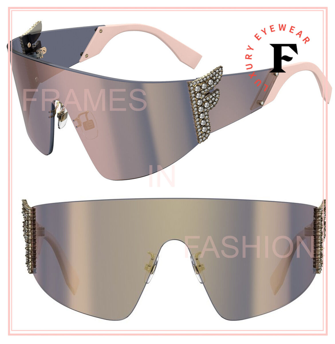 FENDI 0382 FF FREEDOM FF0382S Rose Gold Pink Mirrored Wrap FENDI 0382 FF FREEDOM FF0382S Rose Gold Pink Mirrored Wrap