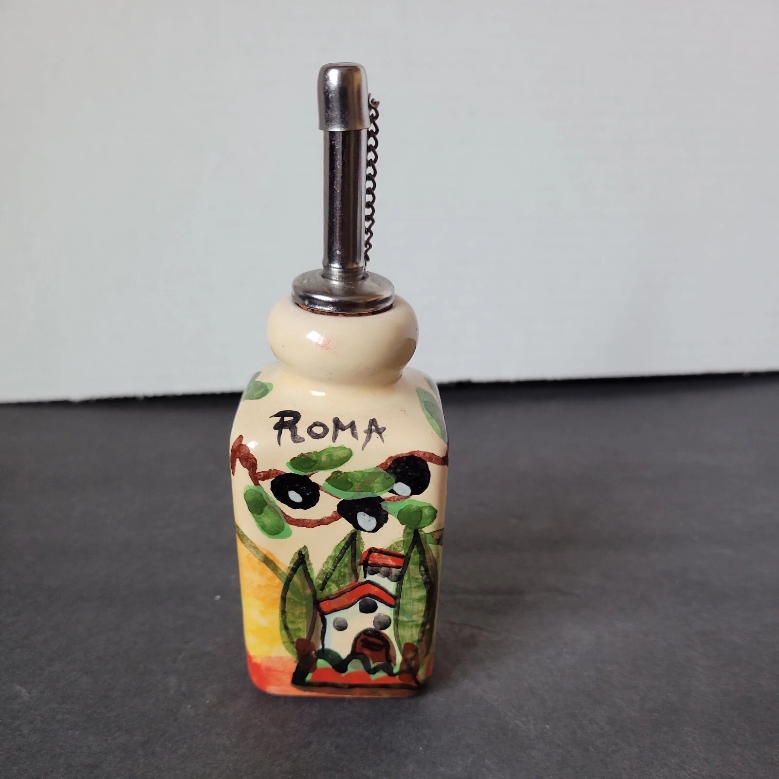 Vintage Tuscany Hand Painted Ceramic Oil jar