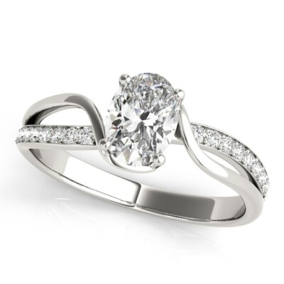 1.16 Ct Oval Cut Lab Created Diamond Engagement Wedding Ring 14K White Gold