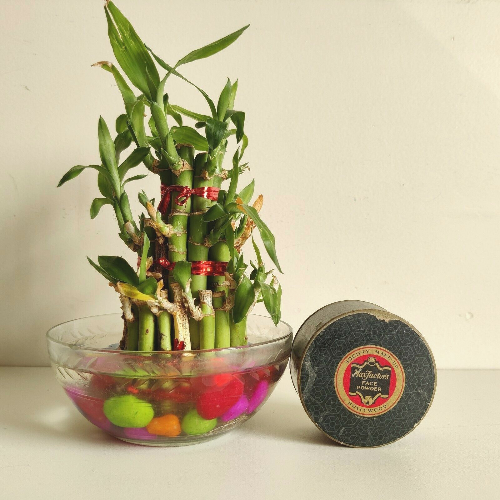 Caja De Cartón Redonda De Publicidad De Max Factor Face Powder Vintage CB346