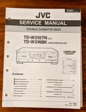 JVC TD-W315 TD-W316 TN BK Cassette Deck Service Manual *Original*