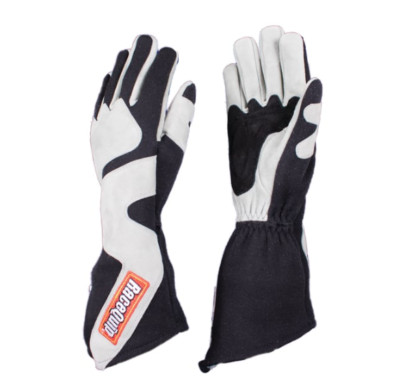 RaceQuip 358 Series 2 Layer Nomex Long Gauntlet Race Gloves Gray/Black - Large