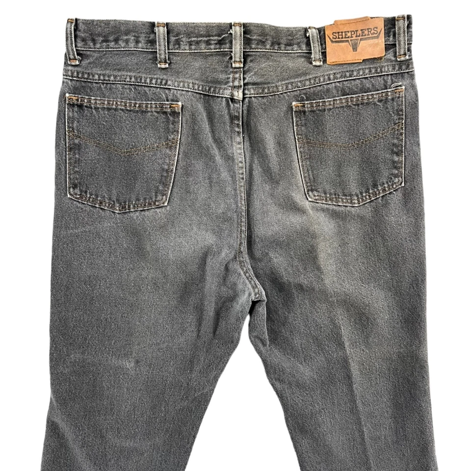 Pantalones de mezclilla Sheplers de pierna recta para hombre gris lavado a la piedra de algodón hechos en EE. UU. 36x29 Foto 4 de 4