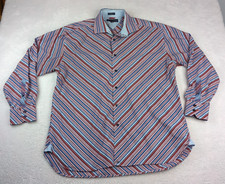 Tommy Hilfiger Mens 80s 2 Ply Fabric Striped Long Sleeve Button Up Shirt XL