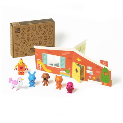 Sago Mini, Figurine Pack With 6 Toy Figures And Folding Playhouse, Kids Toys For