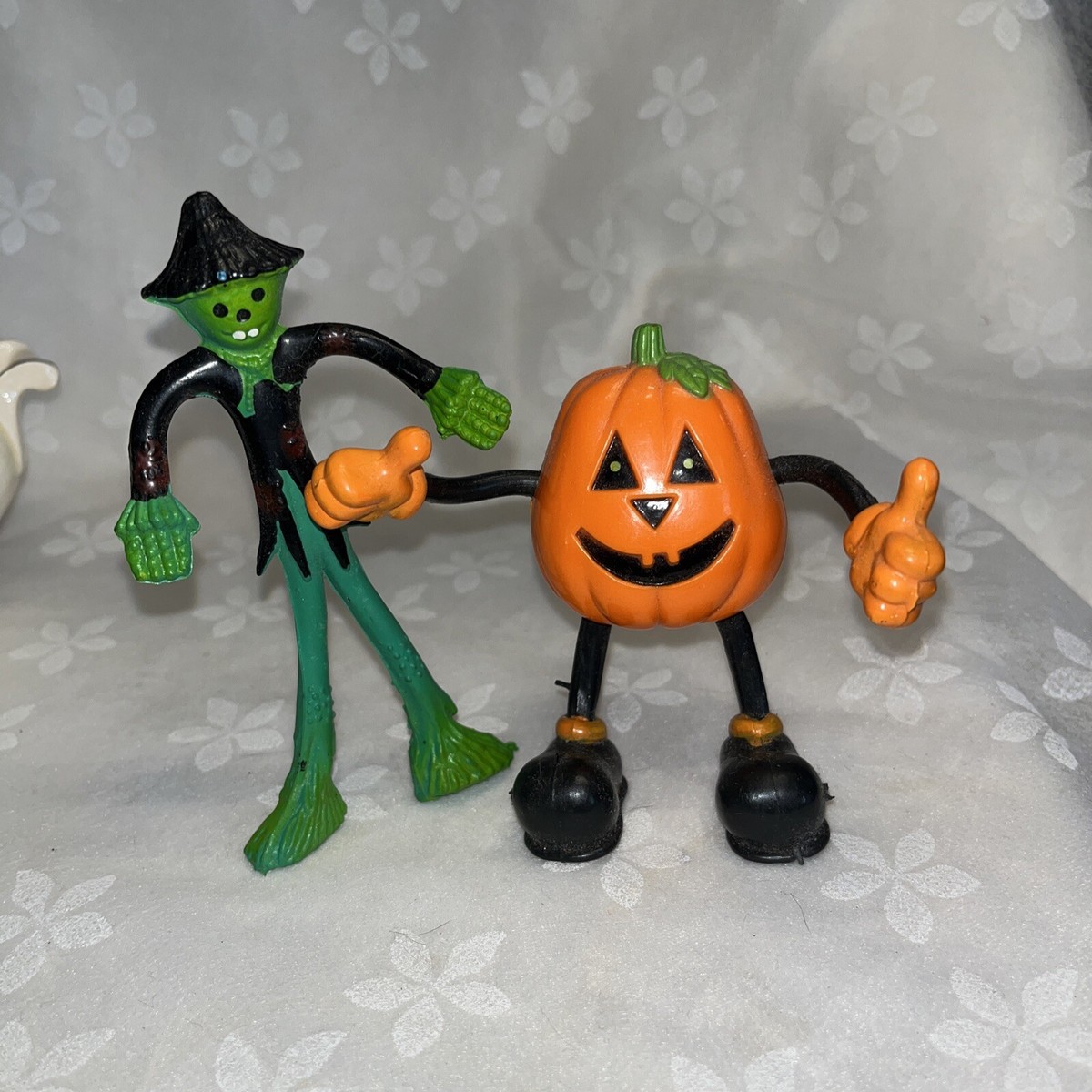Vintage Toy Bendy Scarecrow Pumpkin Halloween 'Fun World' Figure