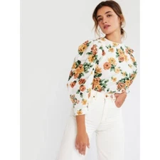 Mille Resort & Travel Lila Popover Puffed Sleeve Top Blouse Antique Rose Size M