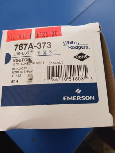 white-Rodgers Emerson Hot Surface Ignitor 767A-373