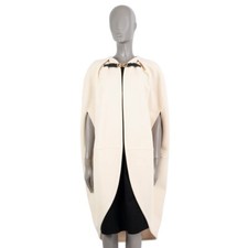 68397 auth JIL SANDER ivory cashmere 2021 PLEAT DETAIL Cape Jacket 36 S