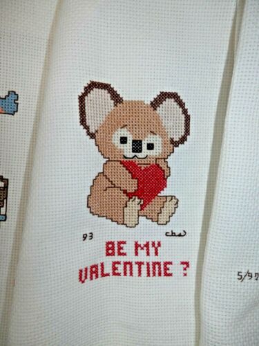 Lot of 9 Completed Cross Stitch Pieces - Samplers Bears Koala Teddy Themed - Picture 3 of 10