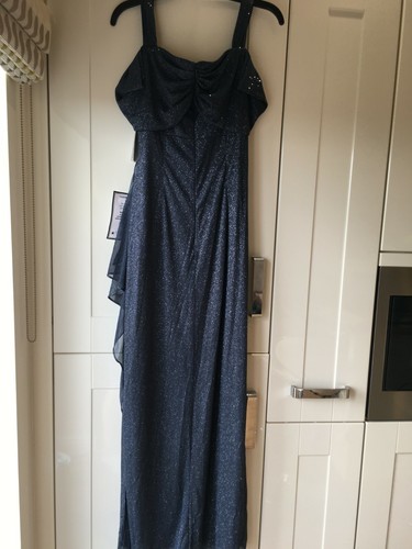 ALEX EVENINGS RUFFLE SPARKLE DRESS UK 10 / US 6 LIGHT NAVY? - Picture 8 of 11