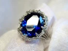 Blue Lab Sapphire Size 5.5 Ring 925 Sterling Silver Filigree Vintage Style USA