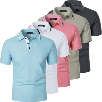 SUMMER COTTON POLO SHIRT, SHORT SLEEVE POLO, SOLID COLOR POLO SHIRT, BREATHABLE POLO SHIRT