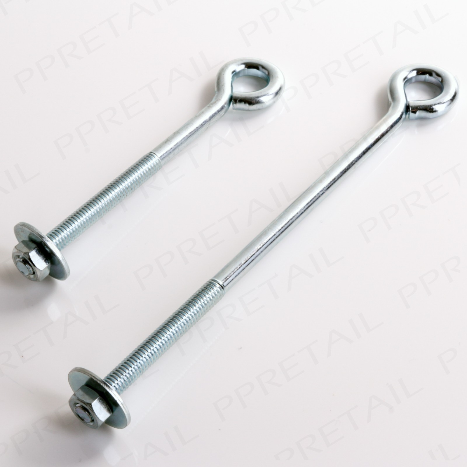 M6 FOLDED STRAINING EYE BOLTS 100mm OR 150mm Inc. Nuts & Washers