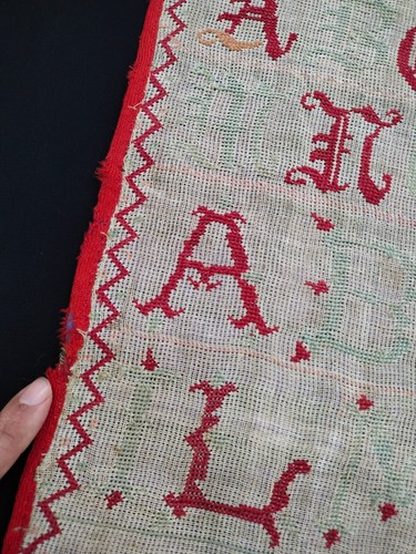 vintage amazing embroidered alphabets sampler needlework embroidery panel t1501 - Picture 10 of 17