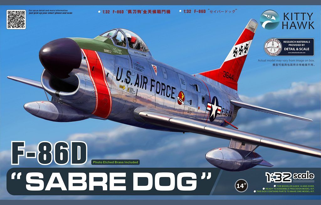 ◆ Kitty Hawk KH32007 1 32 F-86D Sabre Dog model kit 32007 ◆ Kitty Hawk KH32007 1 32 F-86D Sabre Dog model kit 32007