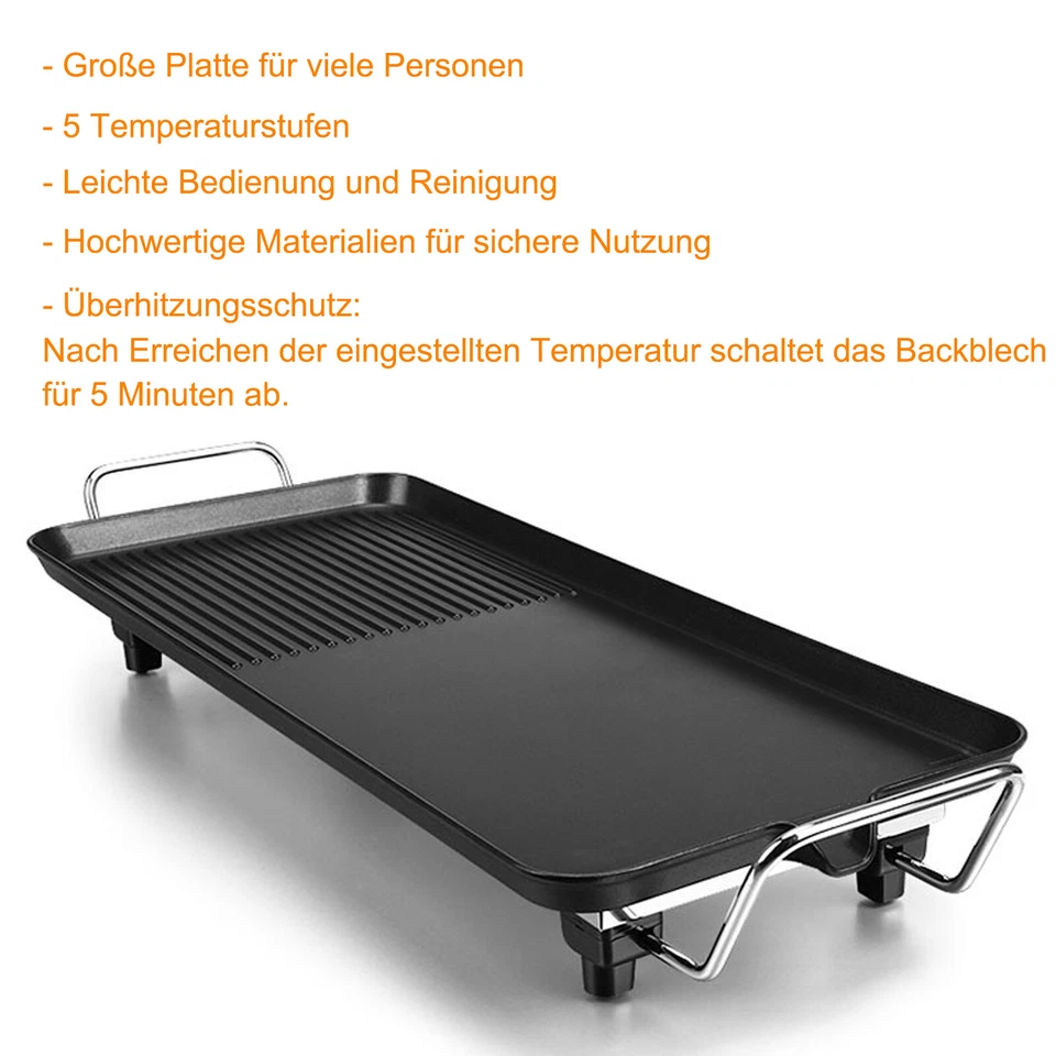 Elektrischer Grill Tischgrill Teppanyaki Grillplatte mit Antihaftbeschichtung - Bild 2 von 4