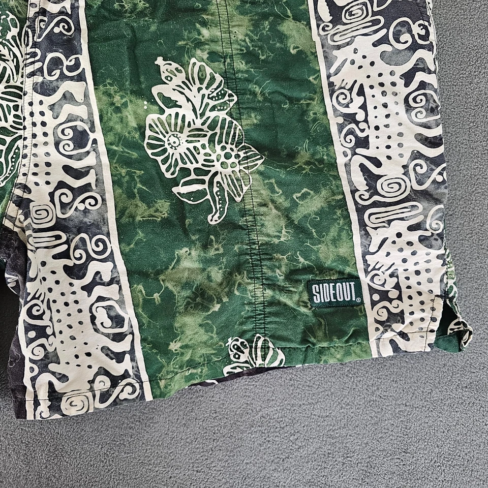 Bañador corto Sideout para hombre 1XB verde playa trópicos surf hawaiano relajado Foto 3 de 4