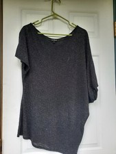 Vtg 80s Glam Sparkly Top Shoulder Disco Party Shirt Sz L USA