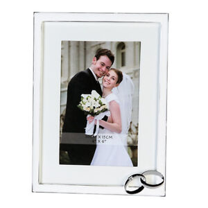 Bilderrahmen Hochzeit Weiss Silber Metall Ringe Foto Deko Geschenk Hochzeit Neu Ebay