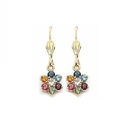 Boucles d'oreilles en plaqué or 18K et oxydes de zirconium colorés