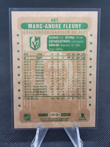 2021-22 OPC O-Pee-Chee Retro #461 Marc-Andre Fleury - Golden Knights - Picture 2 of 2