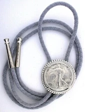 VINTAGE 1942 WALKING LIBERTY SILVER HALF DOLLAR  BOLO TIE AND TIPS EPBT87N111222