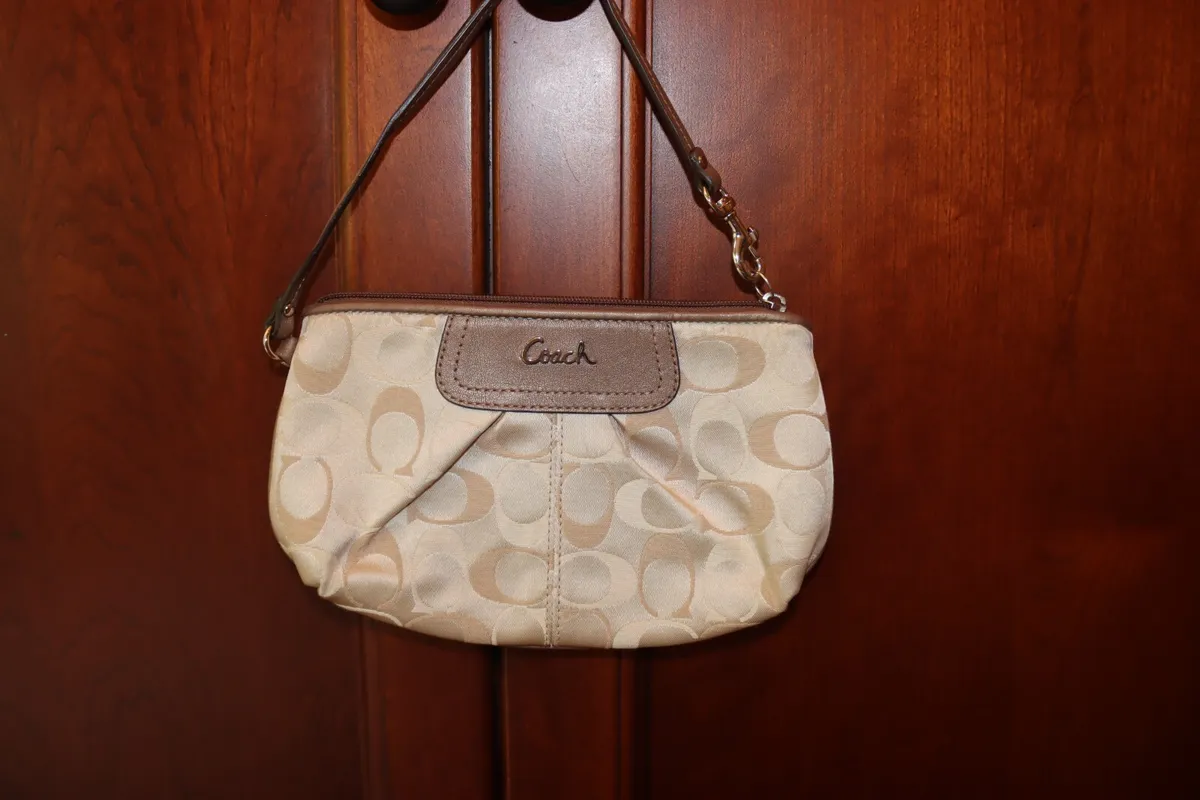 Coach Brown and Tan Bag | Smaller Cloth and Leather Coach Bag