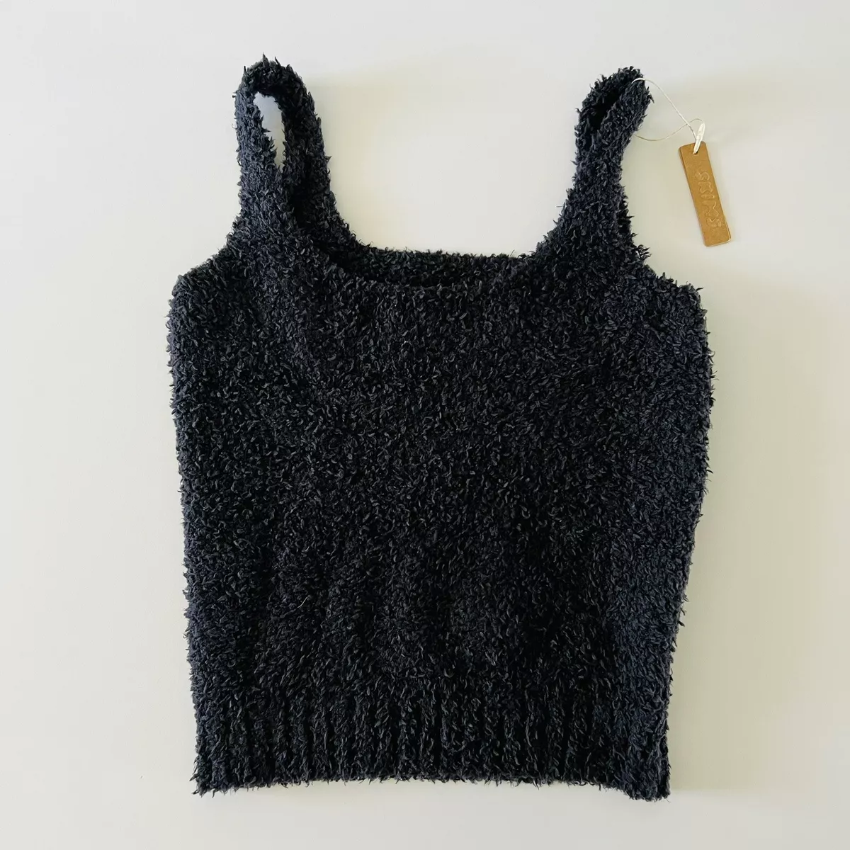 SKIMS Onyx Black Cozy Knit Bouclé Tank Top - S/M