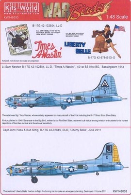 Kits World Decals 1/48 B-17G FLYING FORTRESS Liberty Belle & Times A Wastin