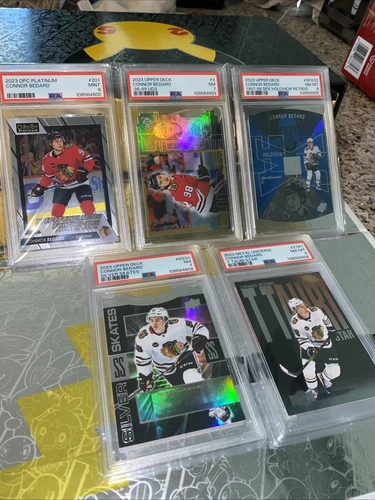 2023-24 Connor Bedard PSA 7/8/9 MIX (5) Upper Deck Extended/OPC Platinum Rookie