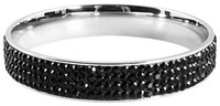 Armreif Schwarze Steinchen Edelstahl Silberfarbig Akzent Ohne Verschluss 68 Mm