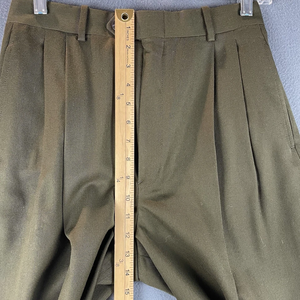 Pantalones de Colección Barry Bricken 100% Lana Talla 8 Verde Pierna Ancha Pliegues Tiro Alto Años 80 Usados en Excelente Condición Foto 4 de 4