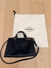 Fossil Leder Handtasche Satchel schwarz