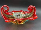New ListingVintage Sommerso Art Glass Bowl Murano Style Red Amber Green Mid Century
