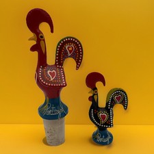 Vtg Wine Bottle Stopper Cork Traditional Portuguese The Rooster of Barcelos Red