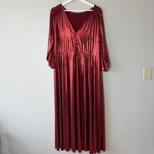 Torrid Red Liquid Knit Tea Length Dress V-Neck Button Top Women's 0 (Large)