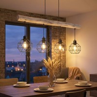 HäNgeleuchte Pendellampe Holzlampe Wohnzimmerleuchte Gitter Braun Led H 120 Cm