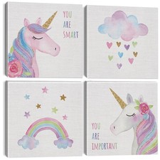 Watercolor Unicorn Nursery Decor Canvas Wall Art Girls Room Decor Inspiration...