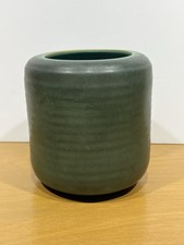 TECO 5 Double Signed Pottery Vase Matte Green Dark Glaze