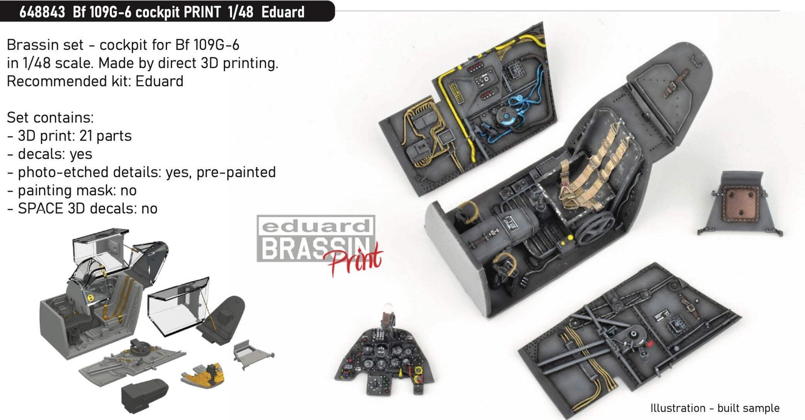 Eduard Brassin 648843 1:48 Messerschmitt Bf-109G-6 cockpit to be used with Eduar