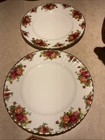 Set of 2 Royal Albert Old Country Roses 10.5" Dinner Plates England MINT