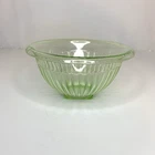 Vintage Pale Green Ribbed Federal Uranium Glass Nesting Mixing bowl 6” Diameter