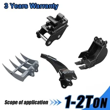 Ripper,  Rake,  Bucket, Quick Hitch Attachments For 1-2 Tons Mini Excavator