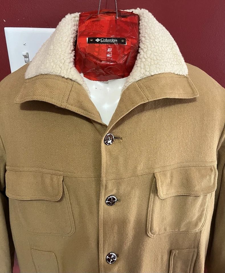 Vintage Pendleton Lobo Jacket Mens 46 Wool Sherpa Lined Western Coat Tab 70s - Image 4 of 4